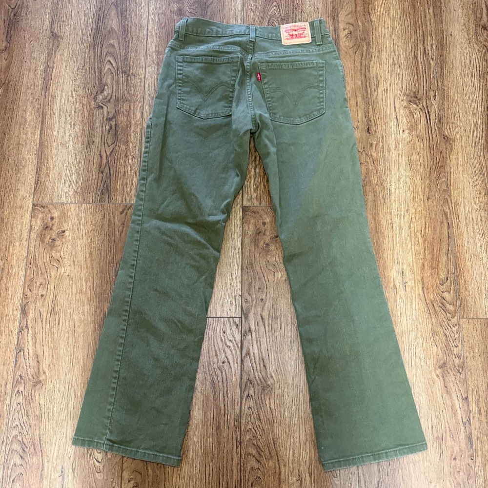 Levis 550 Relaxed Bootcut Jeans Olive Green Womens 8M Mid Rise Stretch Denim y2k
